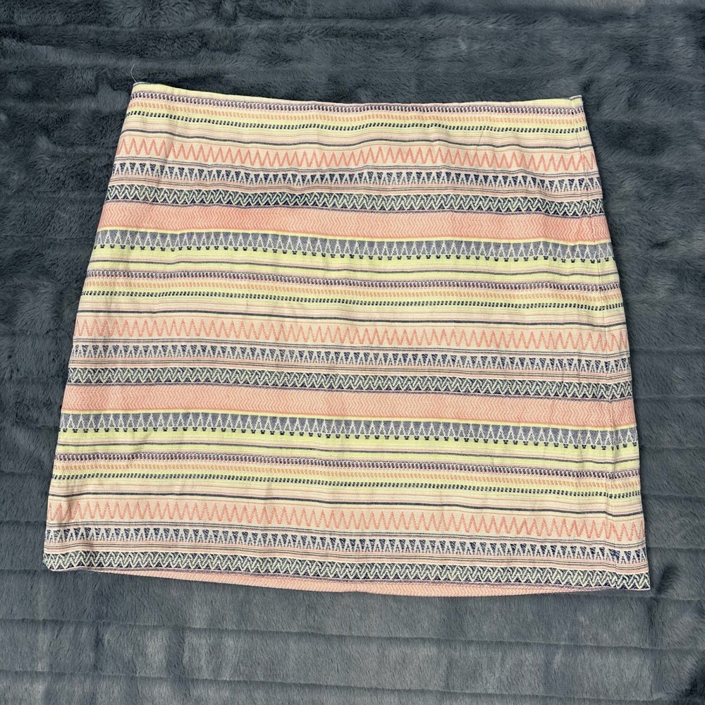 LOFT Ann Taylor Women Size 14 Multi Color Tribal Geometric Mini Skirt Zipper